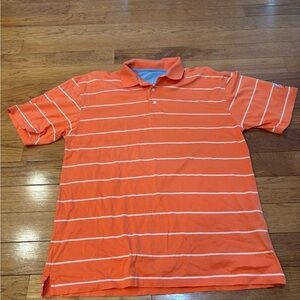 Disney Golf Tommy Hilfiger Funai Classic Orange and White Striped Polo Shirt